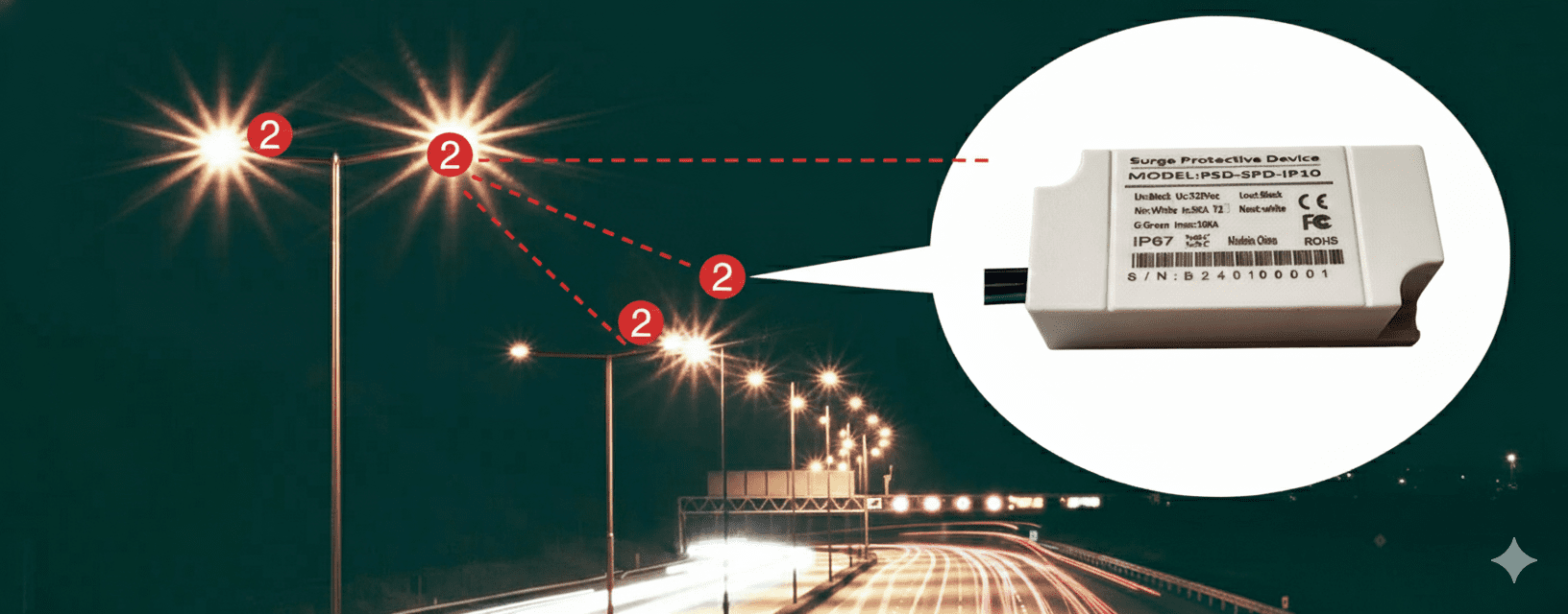 IP67 10kV Surge Protection Device (SPD) for Outdoor LED Lighting - Image 3